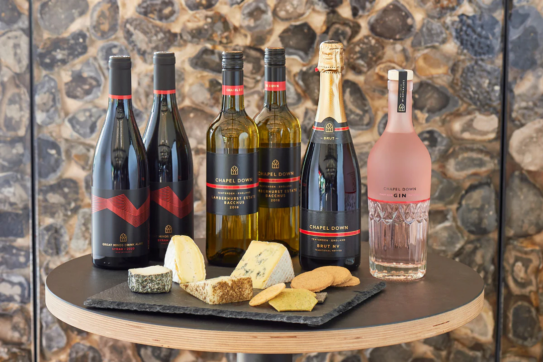 A collection of Kentish wines and local dirnks served at Solton Manor in Kent