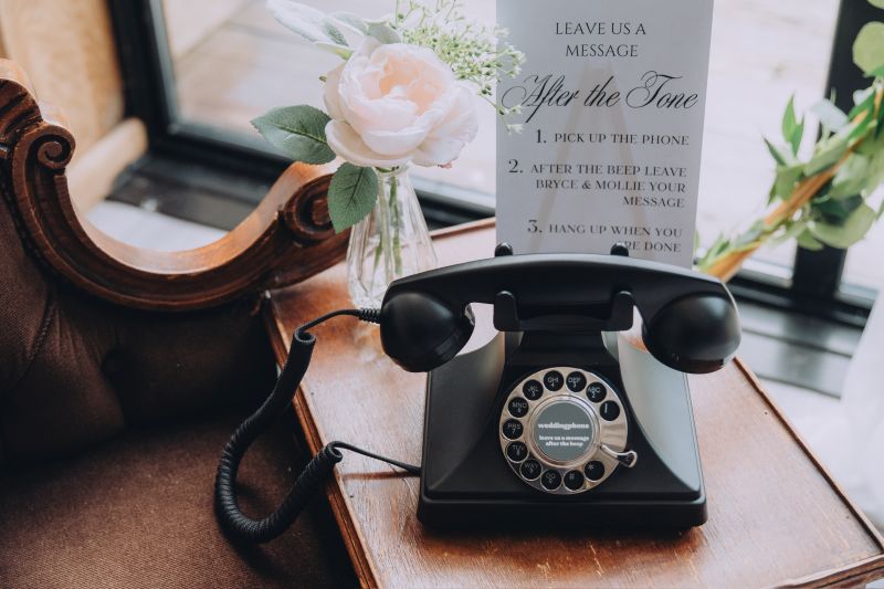 A telephone guest book in the Dutch Barn at Solton Manor, near Deal, Kent, England