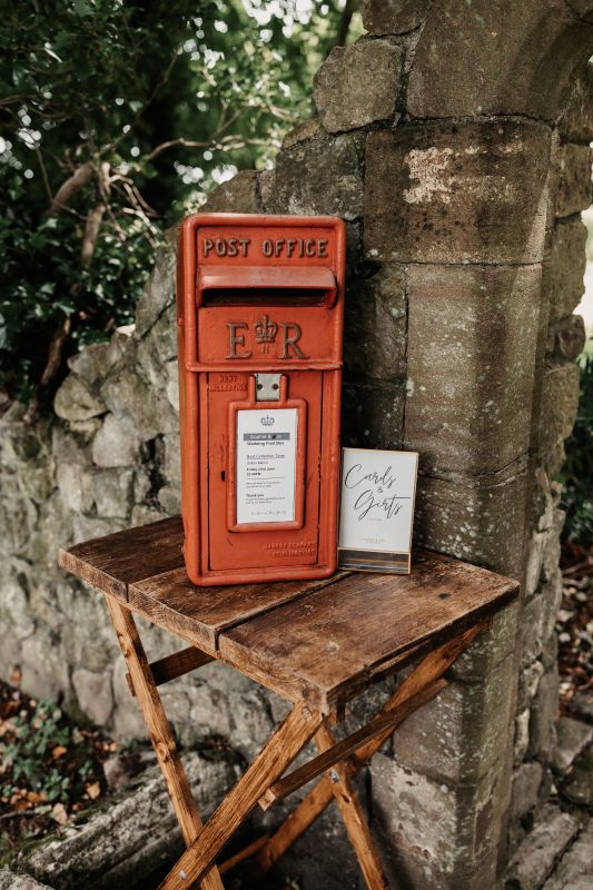 A post box outside in the ruins of Solton Manor near Canterbury, Kent